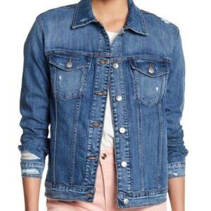 Joes Womens Distressed Denim Jacket~Size Medium~Blue Classic Y2K Coat ~ L13 34